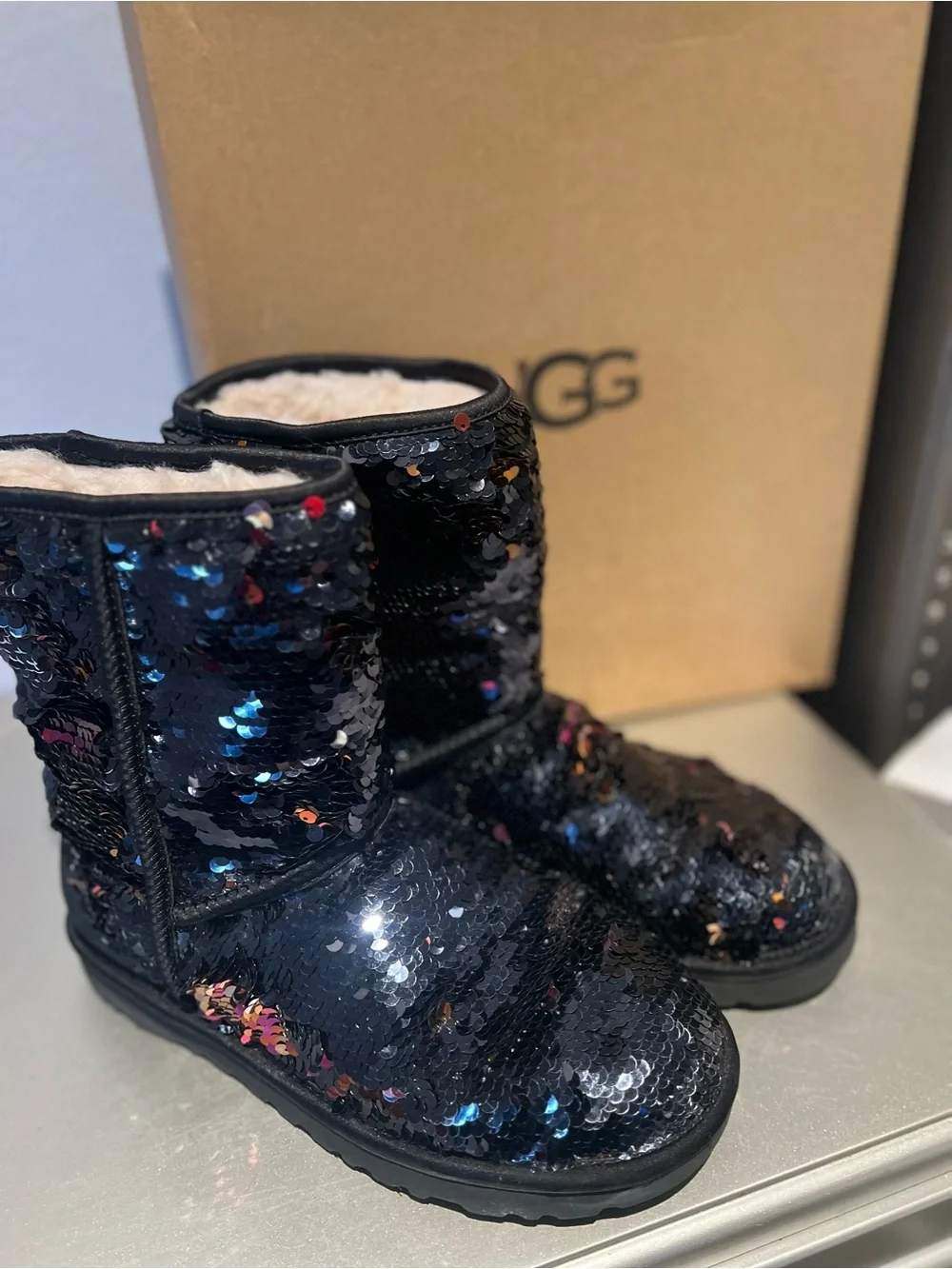 UGG Black Sequin Mid-Calf Girls' Boot